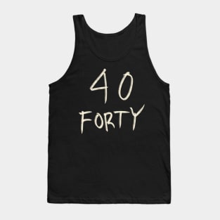 Hand Drawn Letter Number 40 Forty Tank Top